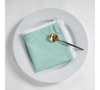 Fingercraft Lot de 12 serviettes de table en coton et lin mélangé, coins en onglet avec dentelle élégante pour un usage quotidien, pré-rétrécies et bonne absorption (turquoise, 30,5 x 30,5 cm)