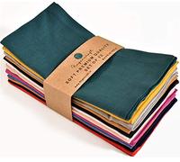 FINGERCRAFT Serviettes en Tissu CotonClassique Ensemble de 12Serviettes de Table en Mélange de Coton et Lin de Couleur Unie,Tissu Réutilisable Doux et Confortable pour Un Usage Domestique Multicolore