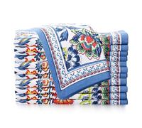 FINGERCRAFT Serviettes en Tissu Lot de 12 Serviettes de Table imprimées en mélange de Coton et Lin Parfaites pour Les fêtes,Les dîners,Les Cocktails,Les Serviettes de Noël en Tissu 20 x 20Bleu Floral