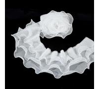 FINGERINSPIRE 1.8M 12.2cm Garniture Plissée à Volants Rétro 3 Couches Tulle Plissé Dentelle à Volants Garnitures en Dentelle Plissée Polyester Dentelle Inélastique Tissu de Tulle Appliqué pour Décor