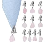 FINGERINSPIRE 10Pcs Poids de Nappe en Quartz Rose Naturel de 40~47mm avec Pinces en Fer pour Les Repas en Plein Air Pique Niques Événements pour Les Propriétaires Planificateurs D'Événements