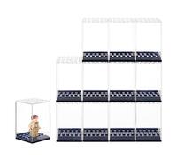 FINGERINSPIRE 12PCS Minifigures Vitrine 4.7x4.7x7.6cm Empilable Modèle Vitrine Acrylique Vitrine avec Base Noir Blocs de Construction pour Minifigures Blocs de Construction Stockage Cadeau