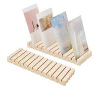 FINGERINSPIRE 2 Pcs Support en Bois pour Cartes de Visite 23.8x8.8cm 12 Fentes Couleur Chiffon Citron Porte-Cartes Vœux Charme Rustique Support Organisateur Rectangle pour Cartes Postales Présentation