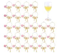 FINGERINSPIRE 26 PCS Charme pour Verre à Vin avec Lettres et Nœud Papillon 53mm Longueur Alphabet A-Z Étiquettes pour Verres à Vin Pendentif Nœud Papillon Perlé Bague pour Verres à Pied Faveurs Fête