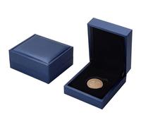 FINGERINSPIRE 2Pcs Boîte de Présentation de Pièces de Monnaie de 30 mm en Acier Bleu Rectangulaire en Simili Cuir avec Velours pour Pièces Commémoratives, Médailles, Badges, Coffret Cadeau