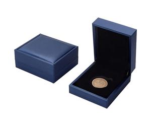FINGERINSPIRE 2Pcs Boîte de Présentation de Pièces de Monnaie de 30 mm en Acier Bleu Rectangulaire en Simili Cuir avec Velours pour Pièces Commémoratives, Médailles, Badges, Coffret Cadeau