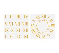 FINGERINSPIRE 2pcs Chiffres Romains Peinture Pochoir 30x30cm Réutilisable Horloge Cadran Numéros Pochoir Numérique Symbole en Plastique DIY Décor à la Maison