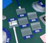 FINGERINSPIRE 30 pcs Porte Badge RN et Porte Badge Infirmière 12x10cm Portes Carte d'Identification Double Face Horizontal Étiquettes Résistantes Portes Carte en Plastique PVC Imperméable