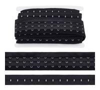 FINGERINSPIRE 3m Paire 3 Rangées De Ruban à Crochets Et à Œillets Ruban De Ruban en Polyester à Espacement Noir De 27.5 mm De Large avec Crochet Et Œillet en Acier Inoxydable Ruban De Coupe De Bord