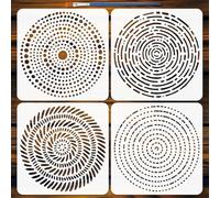 FINGERINSPIRE 4Pcs Pochoirs Points Cercles Avec 1 Pinceau 30x30cm Mandala Point Grand Pochoir Créatif Rond Points Modèles pour Peinture sur Bois Mur Meuble DIY Décoration Maison