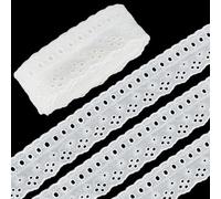 FINGERINSPIRE 6.9m Bordure en Dentelle de Coton à Œillets 53mm Large Ruban de Dentelle de Coton Floral Blanc à Bord Ondulé Bordure en Dentelles Cotons Florale Œillets pour Robes Vêtements Couture DIY