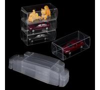 FINGERINSPIRE 60Pcs 4.1x3x8.4cm Vitrine Transparente pour Modèle Réduit de Voiture à L'Échelle 1/64 Boîte Rectangulaire Pliable en Plastique PVC à Monter Soi Même pour Modèle de Voiture pour Armoire