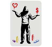 FINGERINSPIRE Banksy Pochic 29.7x21cm Réutilisable Banksy - Amour ou argent pochoir à capuche Hoodie Man Poot Drawing Pochtuch pour peinture sur le mur, les meubles, le bois et le papier