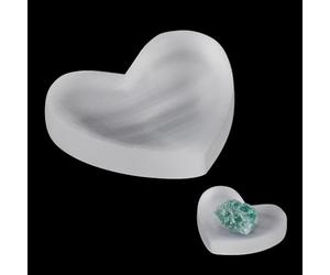 FINGERINSPIRE Bol en Cristal de Sélénite Naturel en Forme de Cœur Couleur Fumée Blanche 55x65mm Bol Décoratif pour Le Rangement Des Bijoux Parfait pour les Bracelets Boucles D'Oreilles Colliers