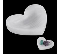 FINGERINSPIRE Bol en Cristal de Sélénite Naturel en Forme de Cœur Couleur Fumée Blanche 77x92mm Bol Décoratif pour Le Rangement Des Bijoux Parfait pour les Bracelets Boucles D'Oreilles Colliers