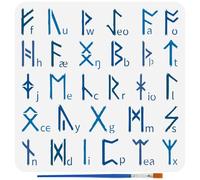 FINGERINSPIRE Pochoir Alphabet Viking pour Peinture Au Pinceau Pochoir Réutilisable de 30x30cm Avec Lettres Runiques en Anglais pour Peinture Murale Meubles en Bois Décoration D'Intérieur