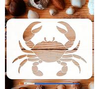 FINGERINSPIRE Pochoir de Peinture de Crabe Avec Brosse en Plastique 21x29.7cm Silhouette de Crabe Modèle Épaissi Pochoir Décoratif Animal de L'Océan Modèle de Thème Animal pour Meubles Sol Mur