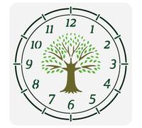 FINGERINSPIRE Pochoir de Peinture de Visage D'Horloge D'Arbre de Vie 30x30 cm en Plastique PET Pochoir D'Horloge Rond pour Peinture le Modèle de Dessin D'Arbre de Vie Creux Pochoir de Thème D'Horloge