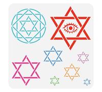FINGERINSPIRE Pochoir de Peinture Étoile de David 30x30cm Grand Modèle de Motif Hexagramme Carré Rond en Plastique PET Figure Géométrique Pochoir Modèle D'Oeil Pochoir à Quotidien pour DIY Artisanat