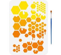 FINGERINSPIRE Pochoir en Nid D'Abeille pour Peinture 21X29.7cm Avec Pinceau Modèle de Dessin Décoratif Moitié Abeille Moitié Nid D'Abeille Pochoir à Motif Hexagonal en Miel Modèle à Thème Camouflage