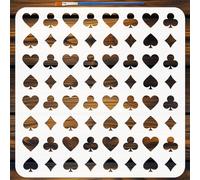 FINGERINSPIRE Pochoir Symboles de Cartes à Jouer 30x30cm avec un Pinceau Pochoirs Trèfles Carreaux Piques Cœurs Réutilisable Modèle de Dessin Carré Plastique PET pour DIY Bois Meuble Décoration Maison