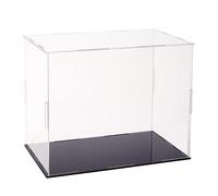 FINGERINSPIRE Vitrines de Figurines en Plastique 26x16x20.5 cm Base Noire | Boîte Présentation de Figurines action, Anti-Poussière, Transparente, Vitrine de Base Noire pour Modèles Blocs Construction