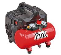 Fini Siltek S/6 Compresseur silencieux, 2 manomètres (59 db), 6 L, 1 HP, 8 bars, 750W, 230V, rouge
