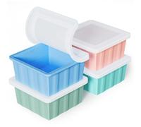 FINIBO Plateau de congélation extra large en silicone - 2 tasses - Pour soupe et congélateur - Avec couvercle - Pour stocker et congeler le bouillon, la sauce