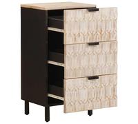 Finition de cire blanche de commode Bois de manguier massif 40x33x75 cm | Bois de manguier massif, dos en MDF, tiroirs spacieux, compoignées, design moderne, salle à manger ou salon