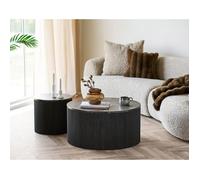 Finn - table basse plateau effet marbre et pieds en tasseaux de bois en FSC 100% - 80 cm - Marron