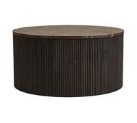 Finn - table basse plateau effet marbre et pieds en tasseaux de bois en FSC 100% - 80 cm - Marron