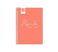 Finocam Agenda 2021/2022 Vue hebdomadaire paysage Septembre 2021 - Juin 2022 10 mois et Juil/août résumés 8°, 120 x 162 mm (petit), spirale Cool Rose Espagnol