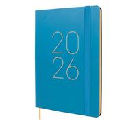 Finocam Agenda 2026 avec vue hebdomadaire verticale | janvier-décembre (12 mois) | Agenda A5 avec élastique et bande à points | Couverture souple souple souple lisse - Bleu - espagnol