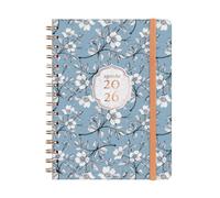 Finocam Agenda à spirale 2026 avec vue hebdomadaire horizontale de janvier à décembre (12 mois) | Agenda annuel 2026 avec élastique | Couverture rigide You Cotton