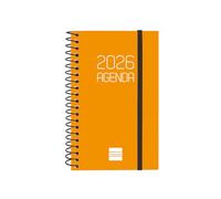 Finocam Agenda à spirale 2026 avec vue hebdomadaire horizontale | janvier à décembre (12 mois) | Agenda annuel 2026 avec élastique, couverture en polypropylène à spirale opaque, orange, catalan