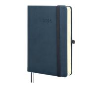 Finocam Agenda annuel 2026 1 jour par page | janvier à décembre (12 mois) | Agenda annuel 2026 avec élastique et 2 bandes pointues, couverture rigide à texture minimale, bleu, espagnol