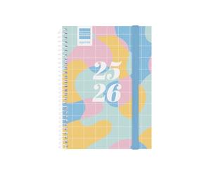 Finocam Agenda secondaire scolaire 2025/2026 Vue horizontale Septembre 2025 à juin 2026 (année scolaire) + juillet et août résumés Art espagnol
