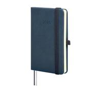 Finocam Agenda semainier horizontal 2026 de janvier à décembre 2026 avec élastique et 2 bandes pointues, couverture rigide, texture minimale, bleu catalan