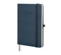 Finocam Agenda semainier horizontal 2026 de janvier à décembre 2026 avec élastique et 2 bandes pointues, couverture rigide, texture minimale, bleu catalan