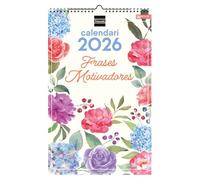 Finocam - Calendrier mural 2026 25 x 40 cm avec vue mois janvier - décembre 2026 + sept. - Déc. 2025 (4 mois) réduits | Calendrier 2026 | Images phrases motivantes - Catalan
