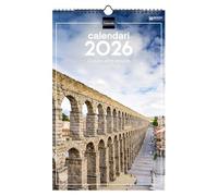 Finocam - Calendrier mural 2026 25 x 40 cm avec vue mois janvier - décembre 2026 + sept. - Déc. 2025 (4 mois) réduits | Calendrier 2026 | Images Villes - Catalan