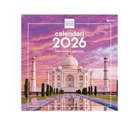 Finocam - Calendrier mural 2026, 30 x 30 cm, vue mois janvier - décembre 2026 + sept. - Déc. 2025 (4 mois) réduits | Calendrier 2026 | Images Merveilles du monde - Catalan