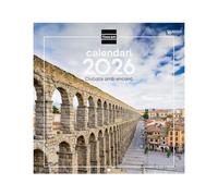 Finocam - Calendrier mural 2026, 30 x 30 cm, vue mois janvier - décembre 2026 + sept. - Déc. 2025 (4 mois) réduits | Calendrier 2026 | Images Villes - Catalan