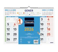 Finocam - Calendrier mural 2026 mixte mois vue janvier - décembre 2026 (12 mois) | Calendrier 2026 à noter | Planificateur mensuel couleur catalan