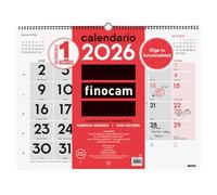 Finocam - Calendrier mural 2026 mixte XL avec vue janvier - décembre 2026 (12 mois) | Calendrier 2026 à noter | Planificateur mensuel neutre - espagnol