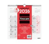 Finocam - Calendrier mural 2026 mois vue janvier - décembre 2026 (12 mois) | Calendrier 2026 à noter | Planificateur mensuel neutre catalan