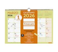 Finocam - Calendrier mural 2026 mois vue janvier - décembre 2026 + septembre 2025 (4 mois) réduits | Calendrier 2026 | Planning mensuel Grafik - Espagnol
