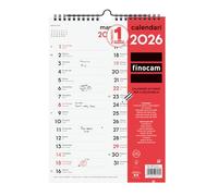 Finocam - Calendrier mural 2026 pour écrire deux colonnes avec vue janvier - décembre (12 mois) | Calendrier 2026 à noter | Planificateur mensuel neutre catalan