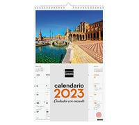 Finocam - Calendrier mural spirale 2023 pour écrire janvier 2023 - décembre 2023 (12 mois) Villes espagnoles