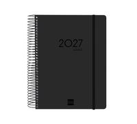Finocam Ikon Agenda Journalier 16 mois 2026 2027 | Noir | 1 Jour Par Page. Vue quotidien. Septembre 2026 - Décembre 2027. International